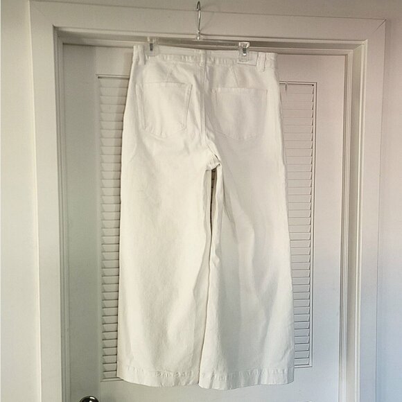 Paige Harper High Waist Wide Flared Leg Ankle Vintage Distressed White Jeans 32W - Picture 12 of 16
